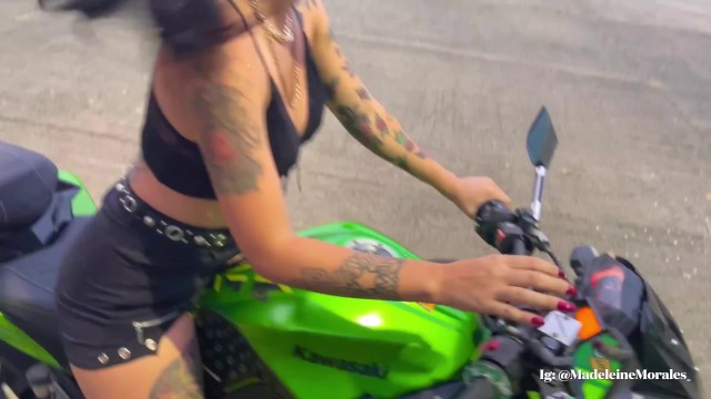 I learn to drive a motorcycle while my teacher controls my lush until I cum Latina Porn